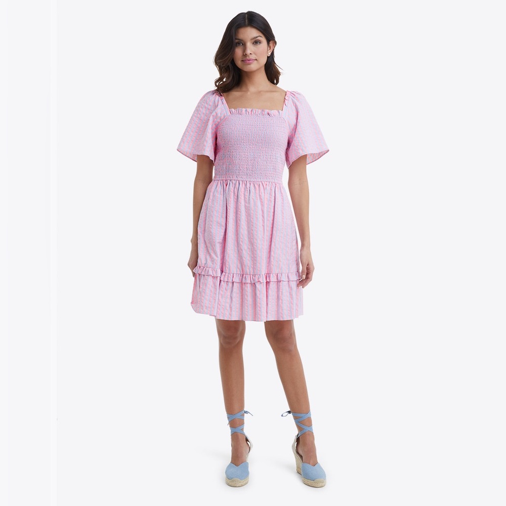 Draper‎ James Goldie Smocked Dress with Seersucker Stripes Size 3X NEW NWT